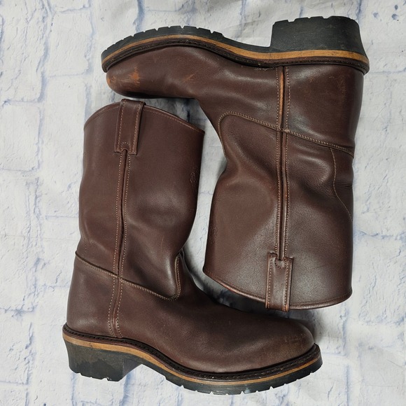 JH Hall Other - JH Hall Lineman Pull On Boots MENS 10 Brown Leather Western Work Lug Sole